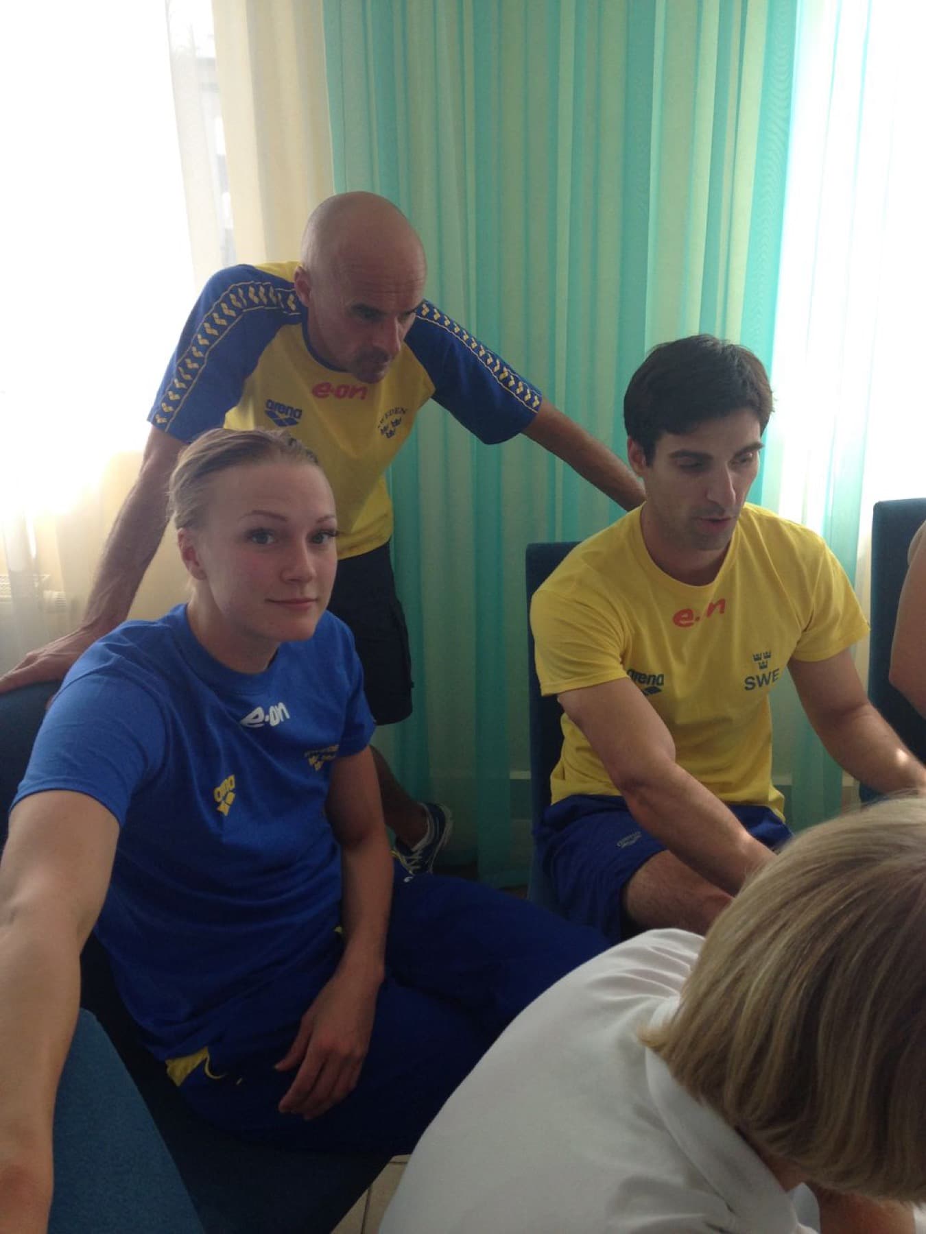 Race analysis with Sarah Sjöström, Swedish national team. Kazan, 2015.